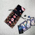 Mantel Altar Tarot Luna, diseño negro con fases lunares en rosa - Image 3