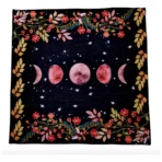 Mantel Altar Tarot Luna, diseño negro con fases lunares en rosa - Image 4
