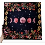 Mantel Altar Tarot Luna, diseño negro con fases lunares en rosa - Image 5