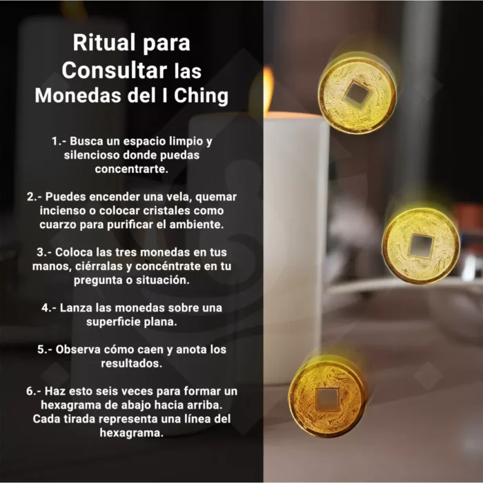 Monedas I Ching chinas de bronce, 3 piezas para ritual de fortuna - Image 8