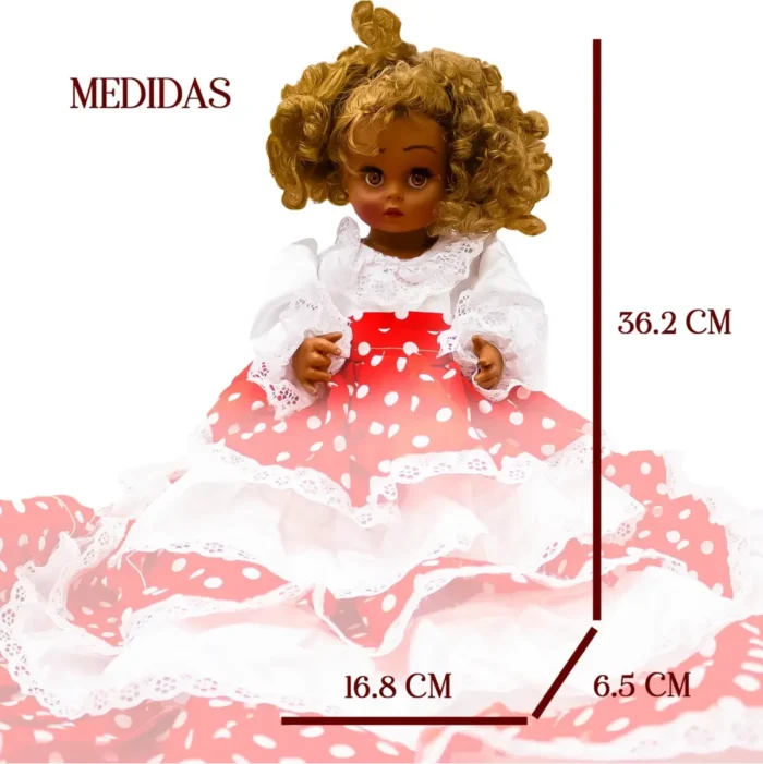 Muñeca gitana santería rojo con blanco, protección 36 cm - Image 3