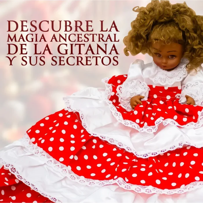 Muñeca gitana santería rojo con blanco, protección 36 cm - Image 6