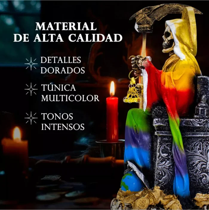 Santa Muerte Suprema 30 cm, sentada con 7 Potencias curada - Image 6