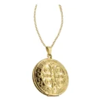 Relicario San Benito acero dorado