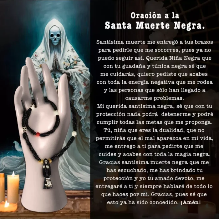 Rosario Santa Muerte Negro, personal de protección total y defensa ritual - Image 6