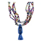Rosario Santa Muerte Azul 47 cm, collar ritualizado de justicia y protección - Image 3