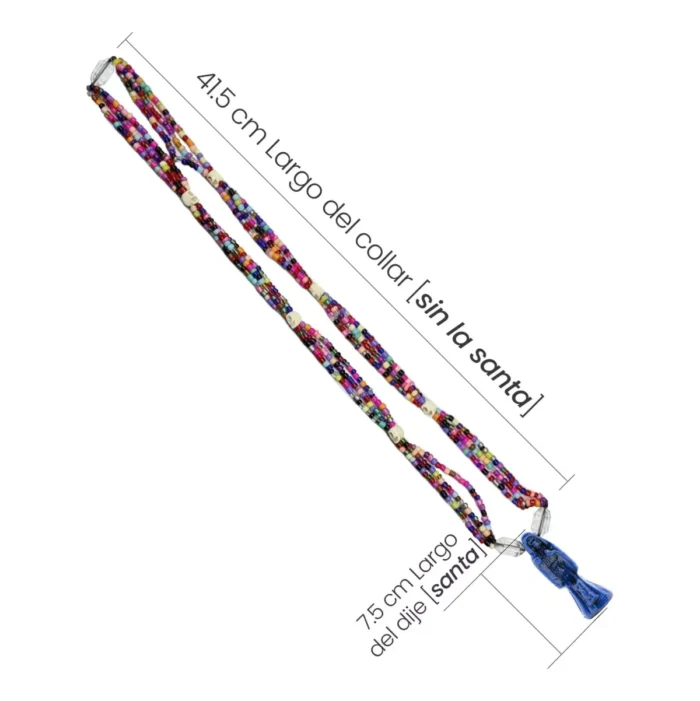 Rosario Santa Muerte Azul 47 cm, collar ritualizado de justicia y protección - Image 4