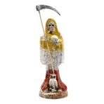 Santa Muerte 3 Virtudes Polvo Diamante 15cm Curada + Biblia