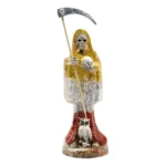 Santa Muerte 3 Virtudes Polvo Diamante 15cm Curada + Biblia