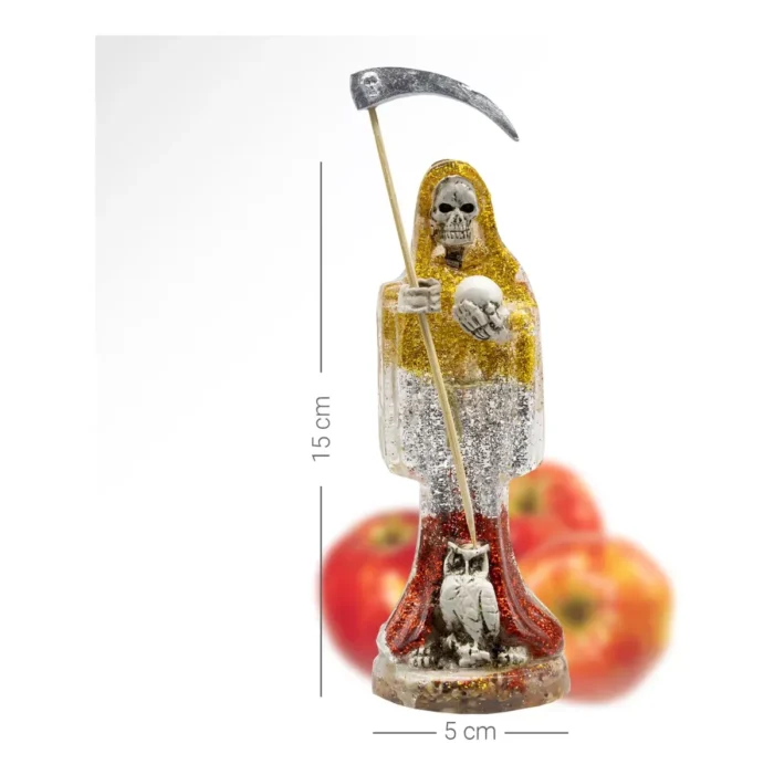 Santa Muerte 3 Virtudes Polvo Diamante 15cm Curada + Biblia - Image 5