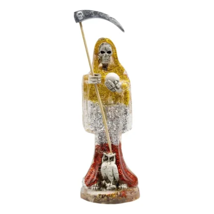 Santa Muerte 3 Virtudes Polvo Diamante 15cm Curada + Biblia