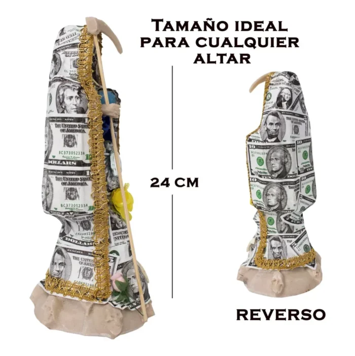 Santa Muerte Dólar 24 cm, figura vestida para dinero y protección - Image 6