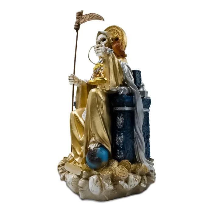 Santa Muerte Dorada Suprema Sentada Búho Curada - Image 2