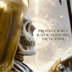Santa Muerte Dorada Suprema Sentada Búho Curada - Image 5
