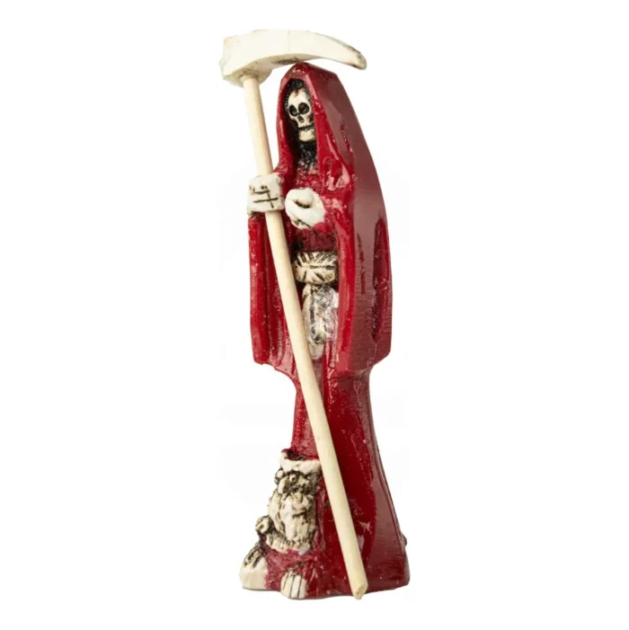 Santa Muerte roja  Flaquita 10 Cm Resina Natural - Image 2