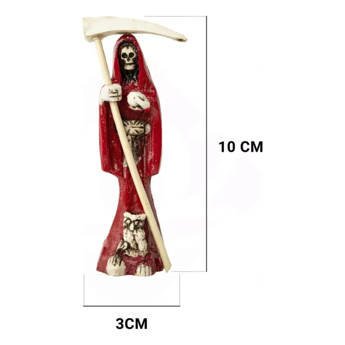 Santa Muerte roja  Flaquita 10 Cm Resina Natural - Image 4