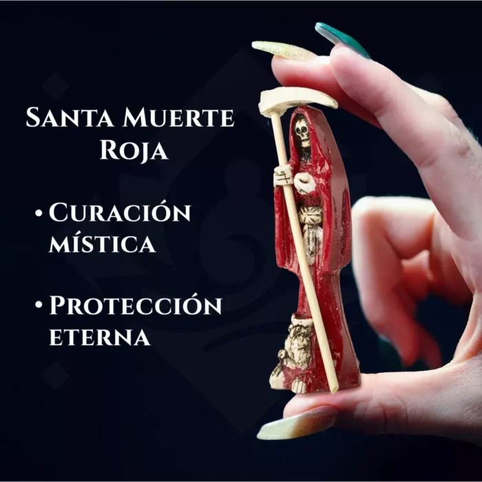 Santa Muerte roja  Flaquita 10 Cm Resina Natural - Image 5