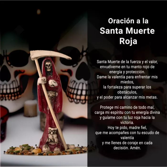 Santa Muerte roja  Flaquita 10 Cm Resina Natural - Image 10