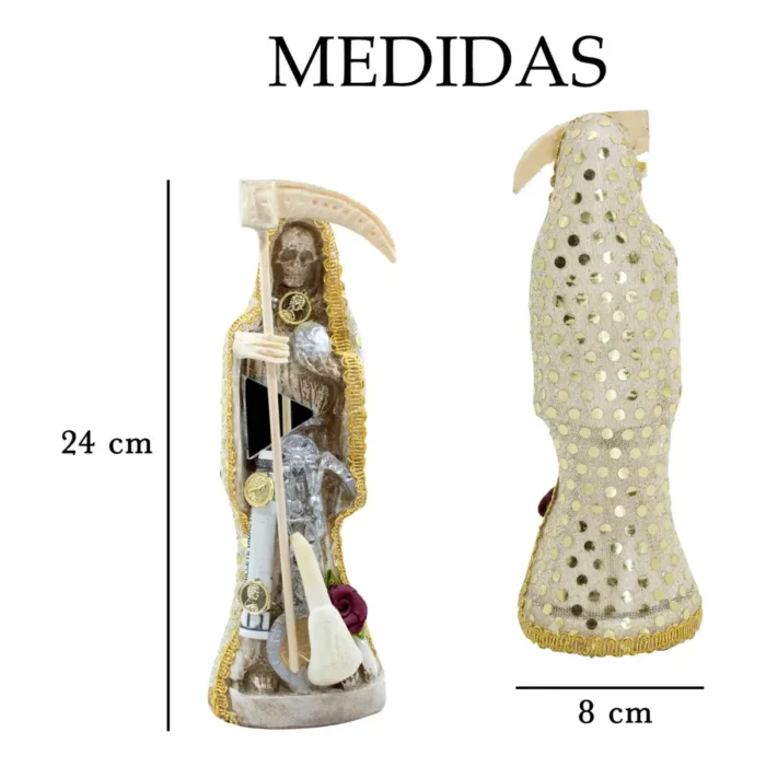 Santa Muerte Hueso 24 cm, figura vestida y curada para equilibrio espiritual - Image 5