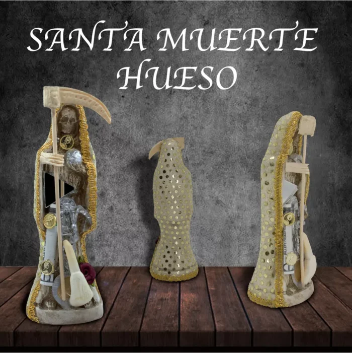 Santa Muerte Hueso 15 cm, figura vestida para protección, paz y abundancia - Image 8