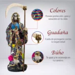Santa Muerte Mil Colores 70 cm, figura poderosa de protección y abundancia - Image 3