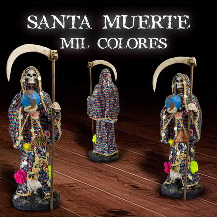 Santa Muerte Mil Colores 70 cm, figura poderosa de protección y abundancia - Image 7