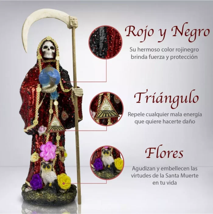 Santa Muerte Reversible 120 cm, figura vestida con manto mágico para corte espiritual - Image 3