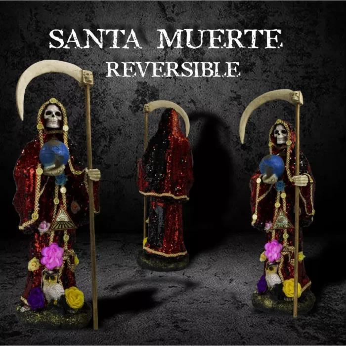 Santa Muerte Reversible 120 cm, figura vestida con manto mágico para corte espiritual - Image 7