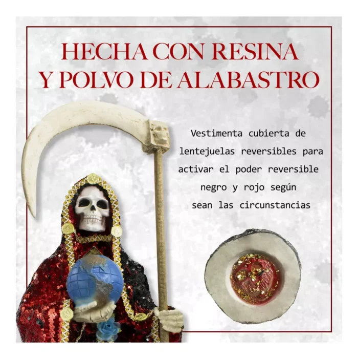 Santa Muerte Reversible 120 cm, figura vestida con manto mágico para corte espiritual - Image 8
