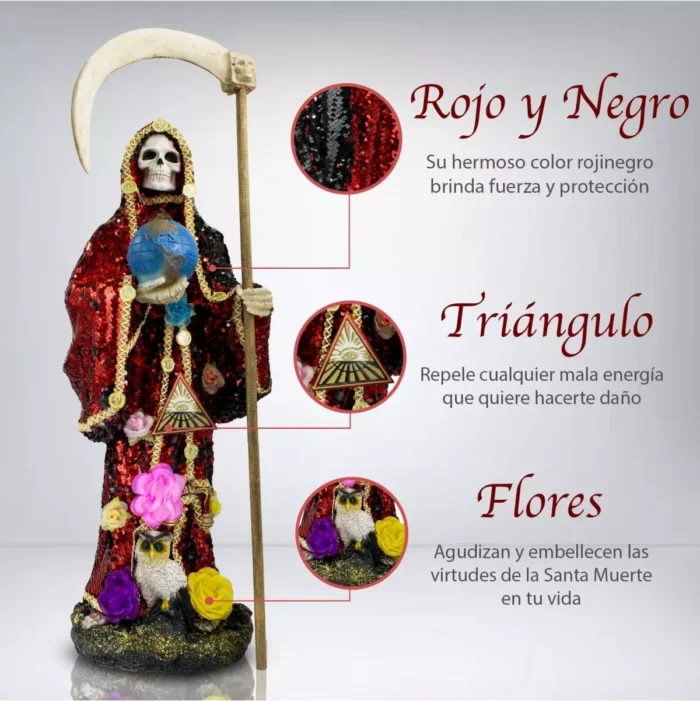 Santa Muerte Reversible 70 cm con Manto Mágico y Libro, figura poderosa de corte y protección - Image 3