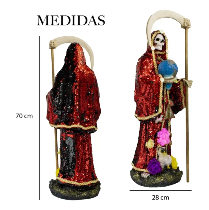 Santa Muerte Reversible 70 cm con Manto Mágico y Libro, figura poderosa de corte y protección - Image 5