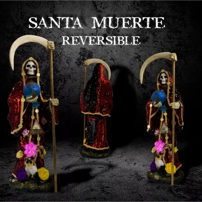 Santa Muerte Reversible 70 cm con Manto Mágico y Libro, figura poderosa de corte y protección - Image 7