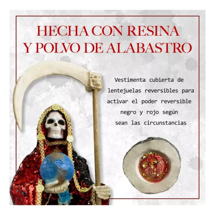 Santa Muerte Reversible 70 cm con Manto Mágico y Libro, figura poderosa de corte y protección - Image 8