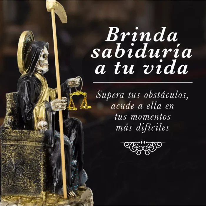 Santa Muerte Suprema Negra con Búho 30 cm, figura de corte y defensa espiritual - Image 3