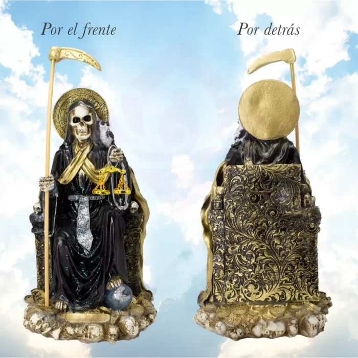Santa Muerte Suprema Negra con Búho 30 cm, figura de corte y defensa espiritual - Image 6