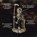 Santa Muerte Suprema Negra con Búho 30 cm, figura de corte y defensa espiritual - Image 7
