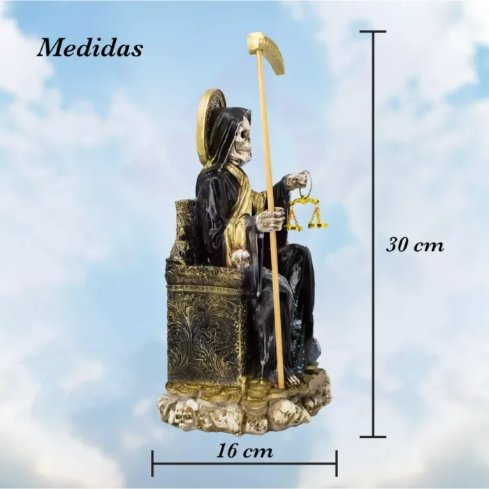 Santa Muerte Suprema Negra con Búho 30 cm, figura de corte y defensa espiritual - Image 8
