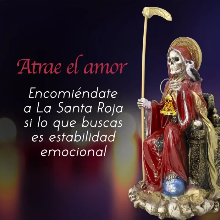 Santa Muerte Suprema Roja con Búho 30 cm, figura poderosa para justicia y amor - Image 3