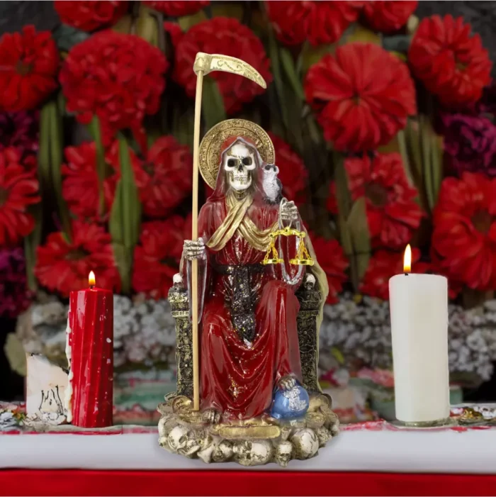 Santa Muerte Suprema Roja con Búho 30 cm, figura poderosa para justicia y amor - Image 5