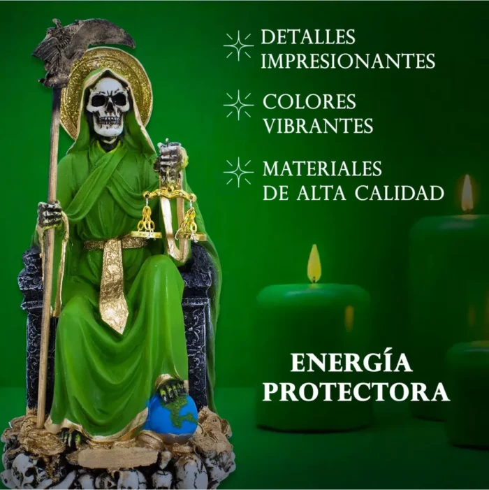 Santa Muerte Suprema Verde 30 cm, figura espiritual para sanación y equilibrio - Image 6