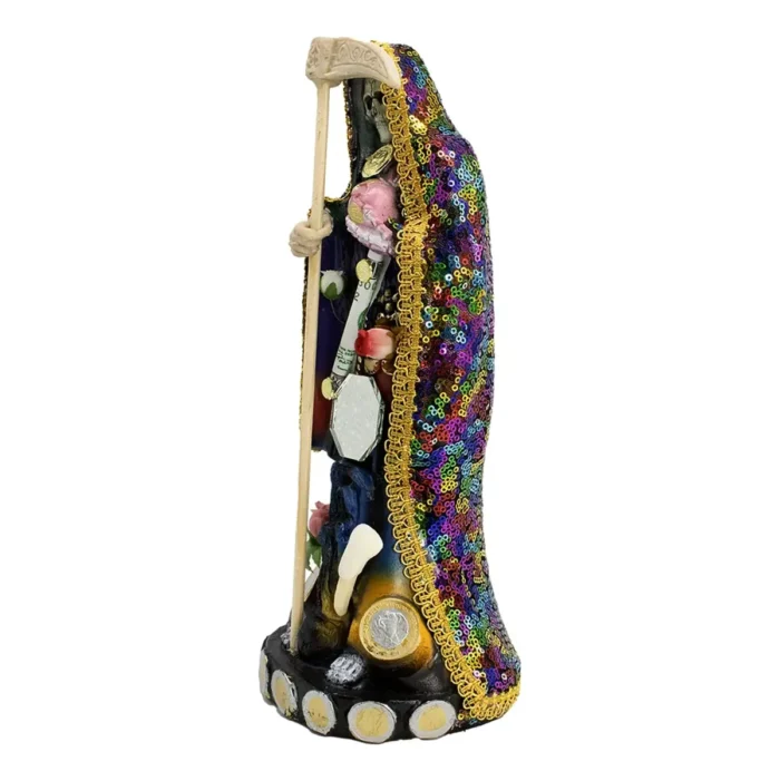 Santa Muerte Mil Colores 30 cm, figura vestida curada de poder completo - Image 4