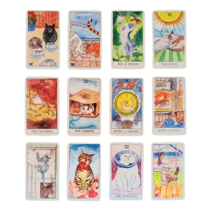Cat Tarot 78 cartas, tarot simbólico con gatos y guía PDF - Image 3