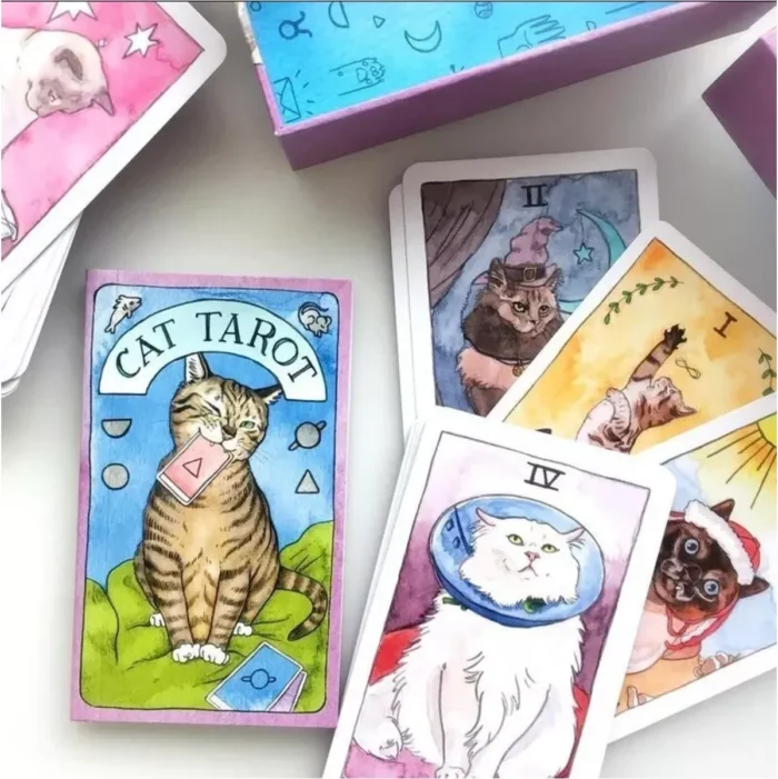 Cat Tarot 78 cartas, tarot simbólico con gatos y guía PDF - Image 5