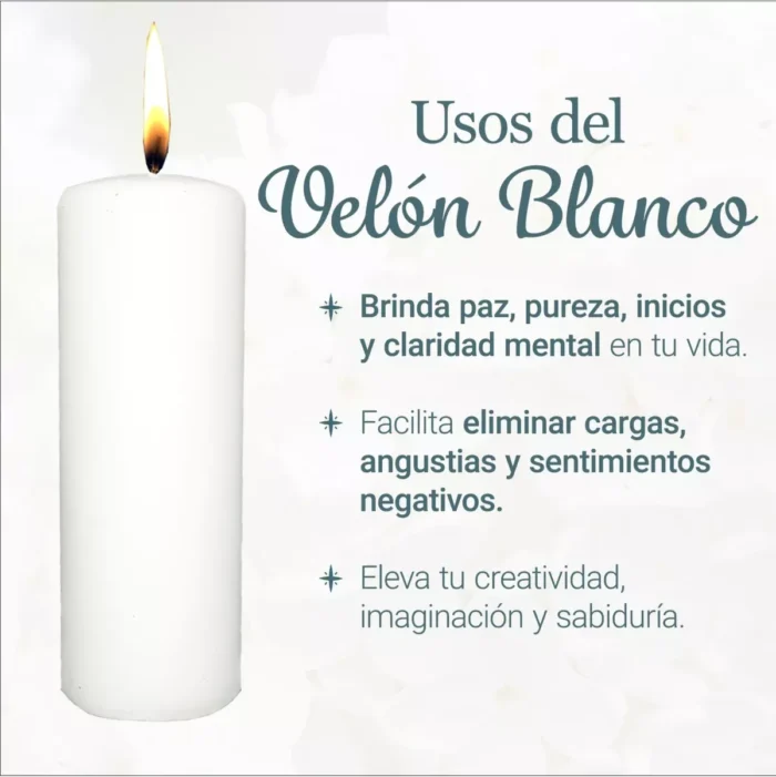 Vela Cirio Velón Blanco, 1kg para rituales y limpias - Image 3