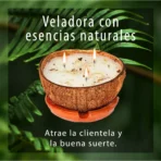 Veladora Coco Elegguá, triple mecha natural abrecaminos - Image 6