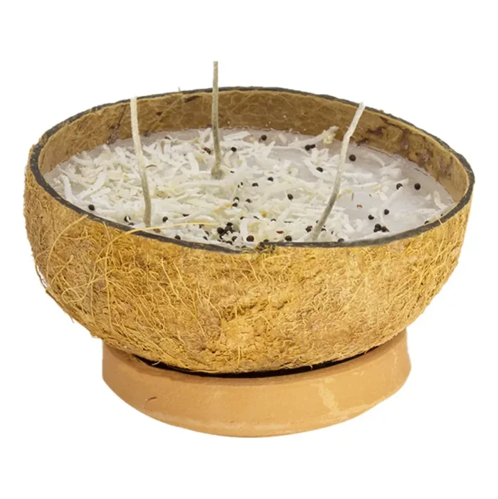 Veladora Coco Elegguá, triple mecha natural abrecaminos - Image 3