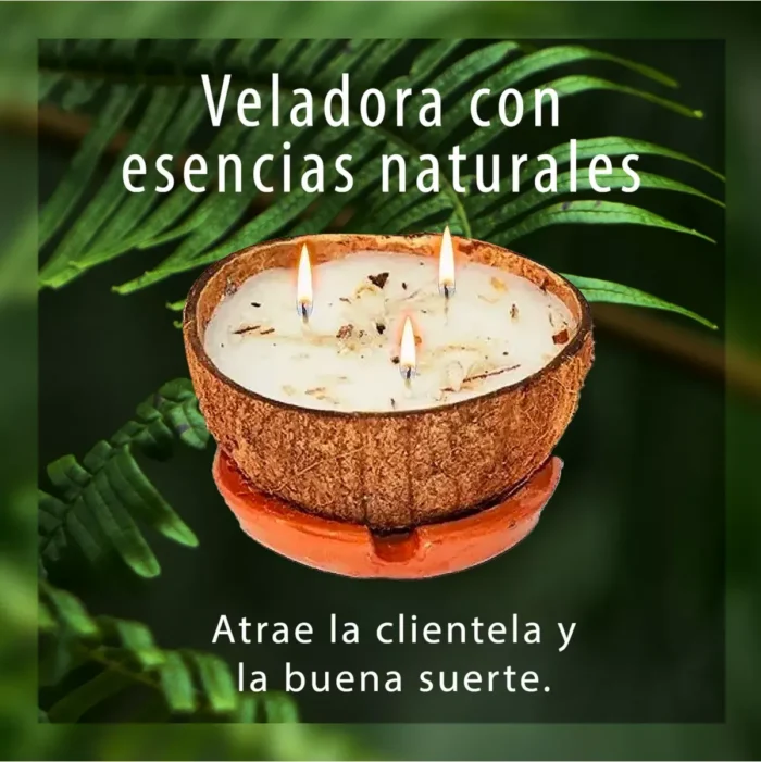 Veladora Coco Elegguá, triple mecha natural abrecaminos - Image 6