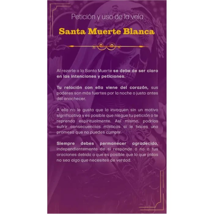 Veladora Santa Muerte Blanca – Paz, Protección y Armonía - Image 8