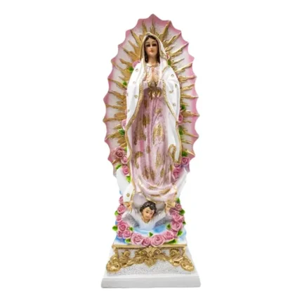 Virgen de Guadalupe Rosa | Figura de Resina para Altar y Regalo