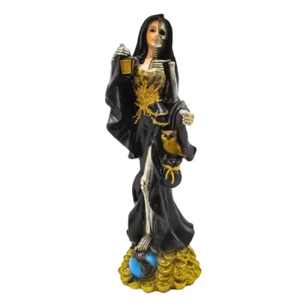 Santa Muerte Negra Encarnada | Con Búho | Protección Suprema